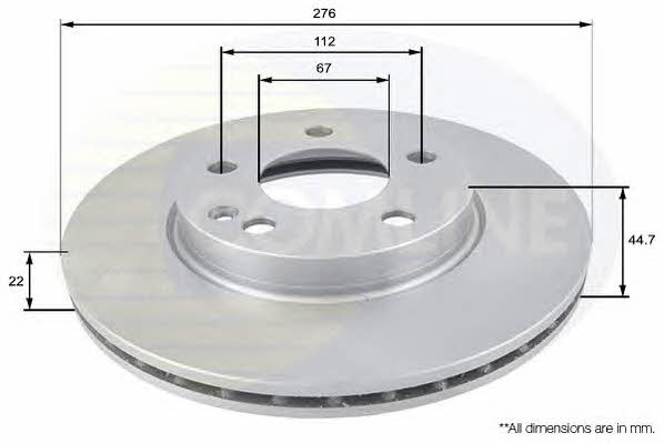 Comline ADC1642V Front brake disc ventilated ADC1642V