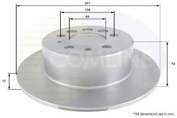 Comline ADC1902 Rear brake disc, non-ventilated ADC1902