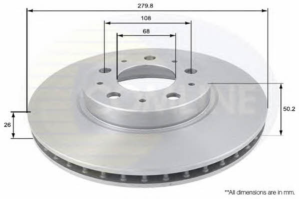 Comline ADC1904V Front brake disc ventilated ADC1904V