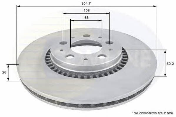 Comline ADC1908V Front brake disc ventilated ADC1908V