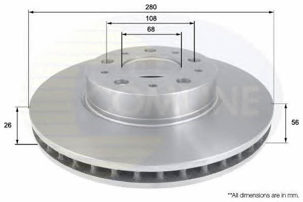 Comline ADC1910V Front brake disc ventilated ADC1910V
