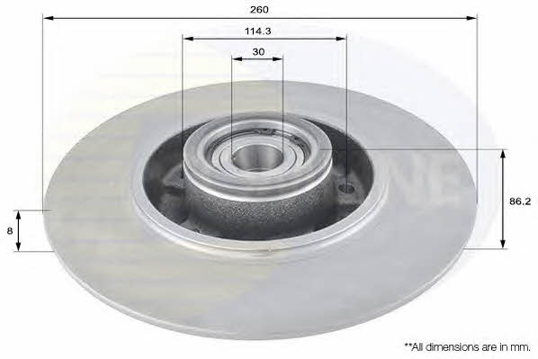 Comline ADC3012 Rear brake disc, non-ventilated ADC3012