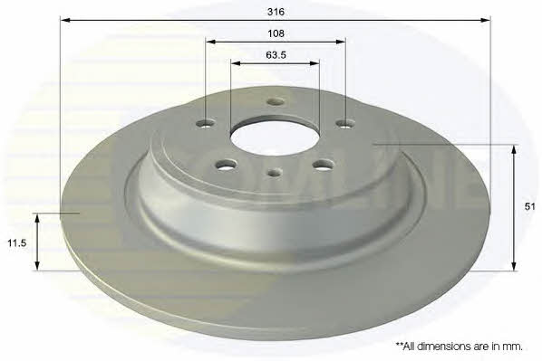 Comline ADC1275 Rear brake disc, non-ventilated ADC1275