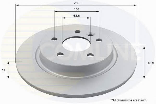 Comline ADC1928 Rear brake disc, non-ventilated ADC1928