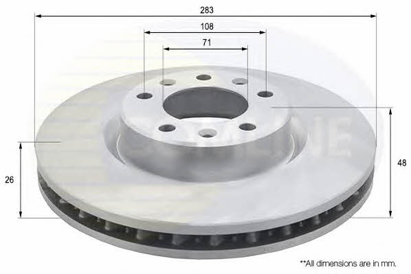 Comline ADC2727V Front brake disc ventilated ADC2727V