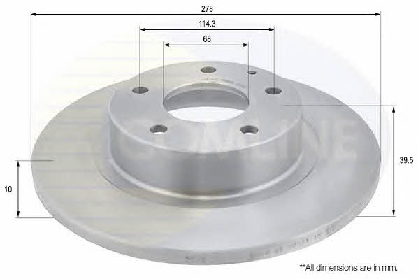 Comline ADC0474 Rear brake disc, non-ventilated ADC0474