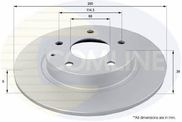 Comline ADC0477 Rear brake disc, non-ventilated ADC0477