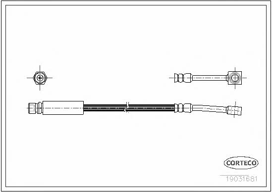 Flexible brake pipe Daewoo Lanos / Sens: 19031681 Corteco Brake Hose