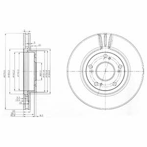 Delphi BG3977 Front brake disc ventilated BG3977