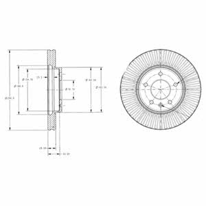 Delphi BG4092 Front brake disc ventilated BG4092