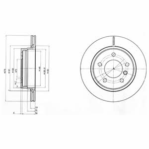 Rear vented brake disc Delphi BG3041
