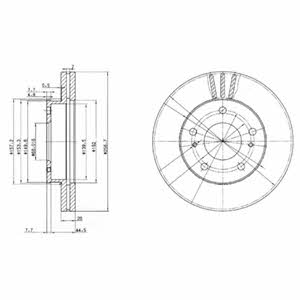 Delphi BG3127 Front brake disc ventilated BG3127