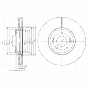 Delphi BG9056 Front brake disc ventilated BG9056