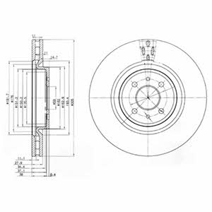 Delphi BG3387 Front brake disc ventilated BG3387