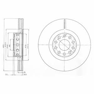 Delphi BG3524 Front brake disc ventilated BG3524