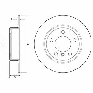 Delphi BG4561 Rear brake disc, non-ventilated BG4561