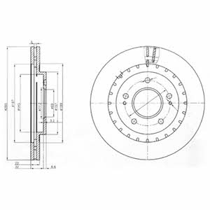 Delphi BG3814 Front brake disc ventilated BG3814