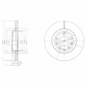 Delphi BG4141 Front brake disc ventilated BG4141