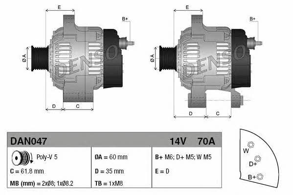 DENSO DAN047 Alternator DAN047