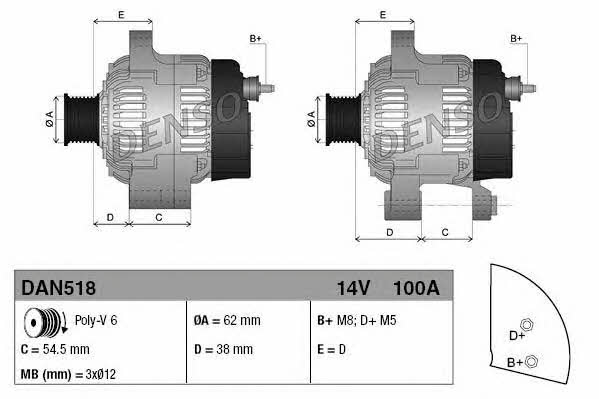 DENSO DAN518 Alternator DAN518