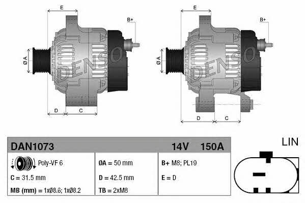 DENSO DAN1073 Alternator DAN1073