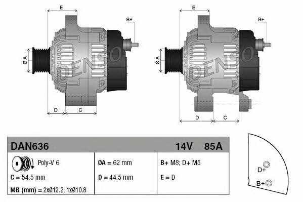 DENSO DAN636 Alternator DAN636