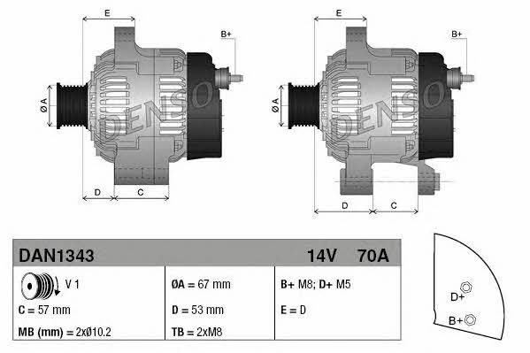 DENSO DAN1343 Alternator DAN1343