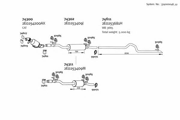  374000046_12 Exhaust system 37400004612