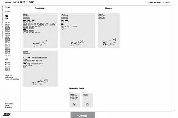  128100092 Exhaust system 128100092