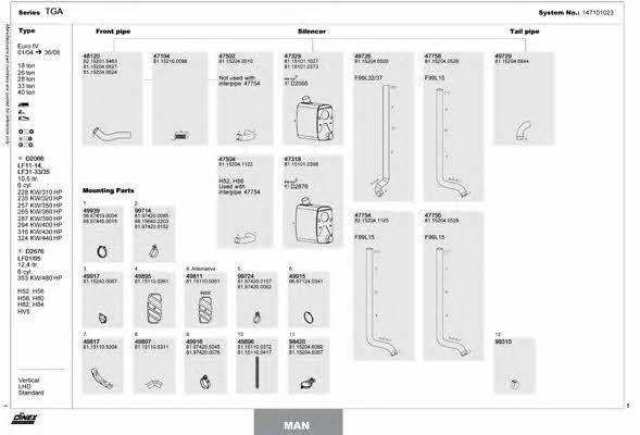  147101023 Exhaust system 147101023