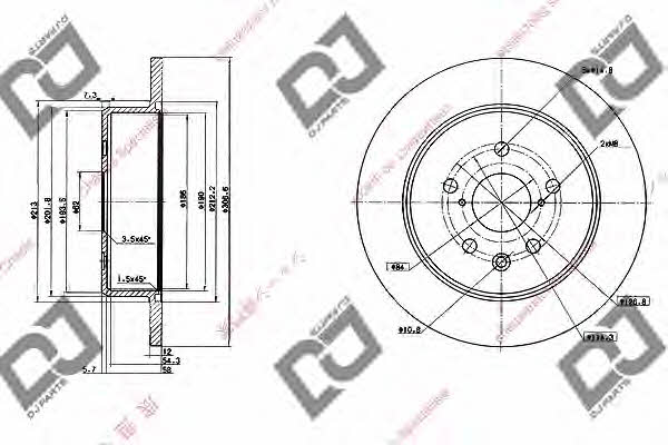 Dj parts BD1026 Rear brake disc, non-ventilated BD1026