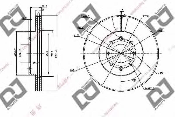 Dj parts BD1045 Front brake disc ventilated BD1045