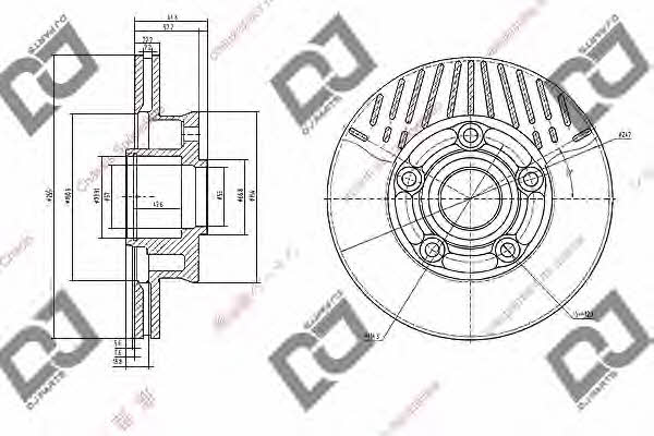 Dj parts BD1053 Front brake disc ventilated BD1053