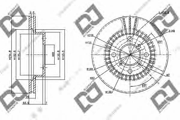 Dj parts BD1077 Front brake disc ventilated BD1077