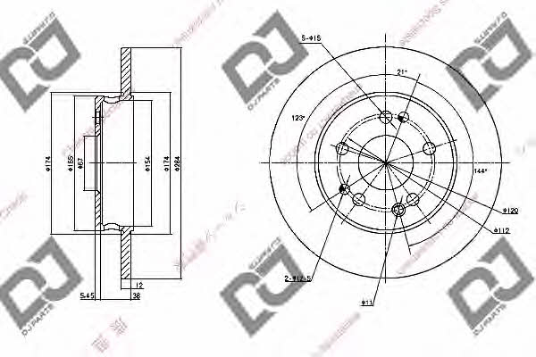 Dj parts BD1117 Unventilated front brake disc BD1117