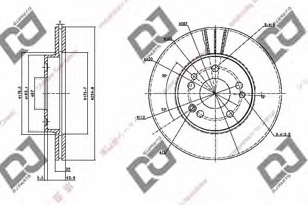 Dj parts BD1120 Front brake disc ventilated BD1120