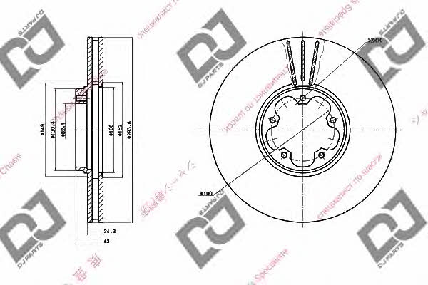 Dj parts BD1476 Front brake disc ventilated BD1476