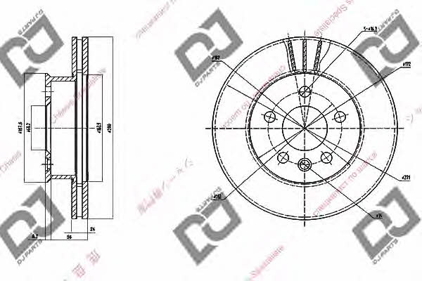 Dj parts BD1501 Front brake disc ventilated BD1501