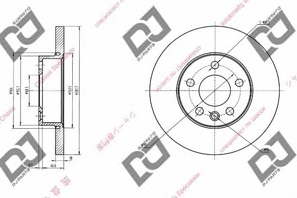 Dj parts BD1502 Unventilated front brake disc BD1502