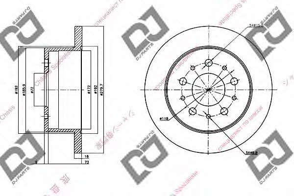 Dj parts BD1530 Rear brake disc, non-ventilated BD1530