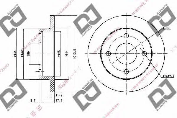 Dj parts BD1544 Unventilated front brake disc BD1544