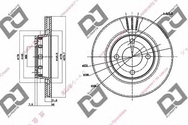 Dj parts BD1587 Front brake disc ventilated BD1587