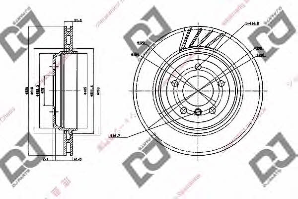 Dj parts BD1621 Rear ventilated brake disc BD1621