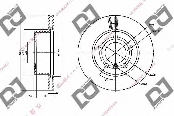 Dj parts BD1631 Front brake disc ventilated BD1631