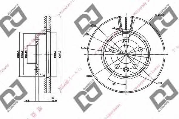 Dj parts BD1671 Front brake disc ventilated BD1671