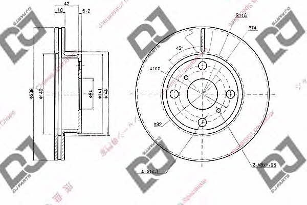 Dj parts BD1817 Front brake disc ventilated BD1817