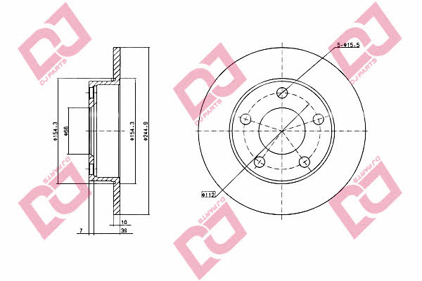 Dj parts BD1904 Rear brake disc, non-ventilated BD1904