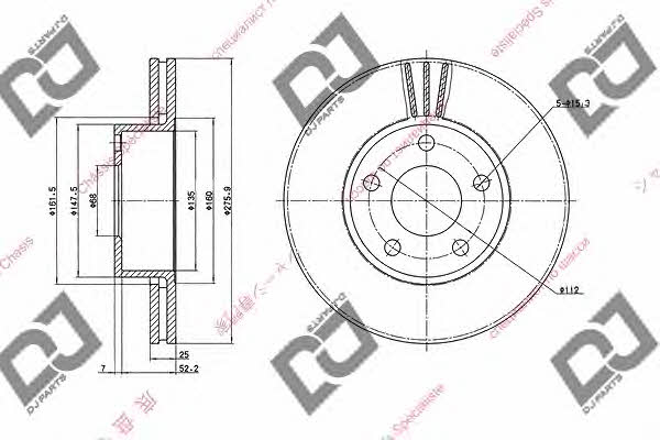 Dj parts BD1928 Front brake disc ventilated BD1928