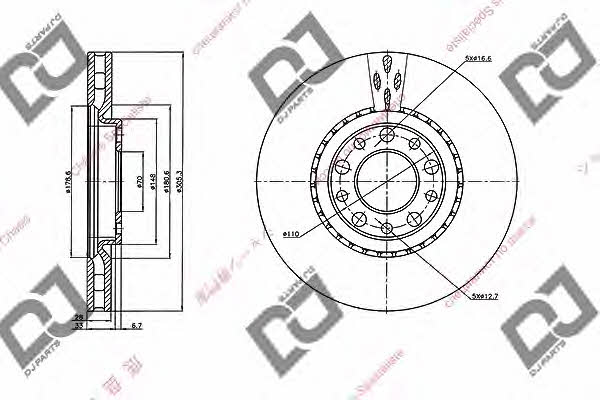 Dj parts BD1935 Front brake disc ventilated BD1935