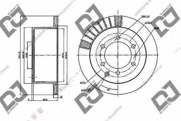 Dj parts BD2034 Rear ventilated brake disc BD2034